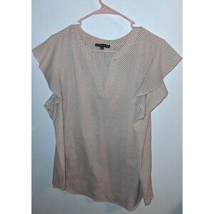 Adrianna Papell Multicolor Dot Short Sleeve V-neck Blouse Sz 1X